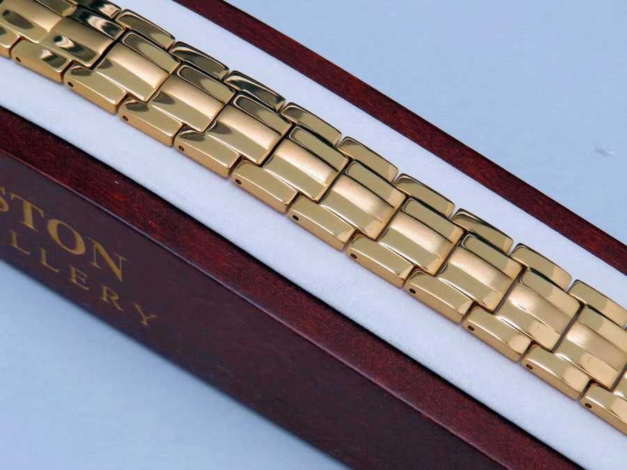 Elegancka ZŁOTA ZDROWOTNA bransoleta bransoletka męska MAGNETYCZNA !