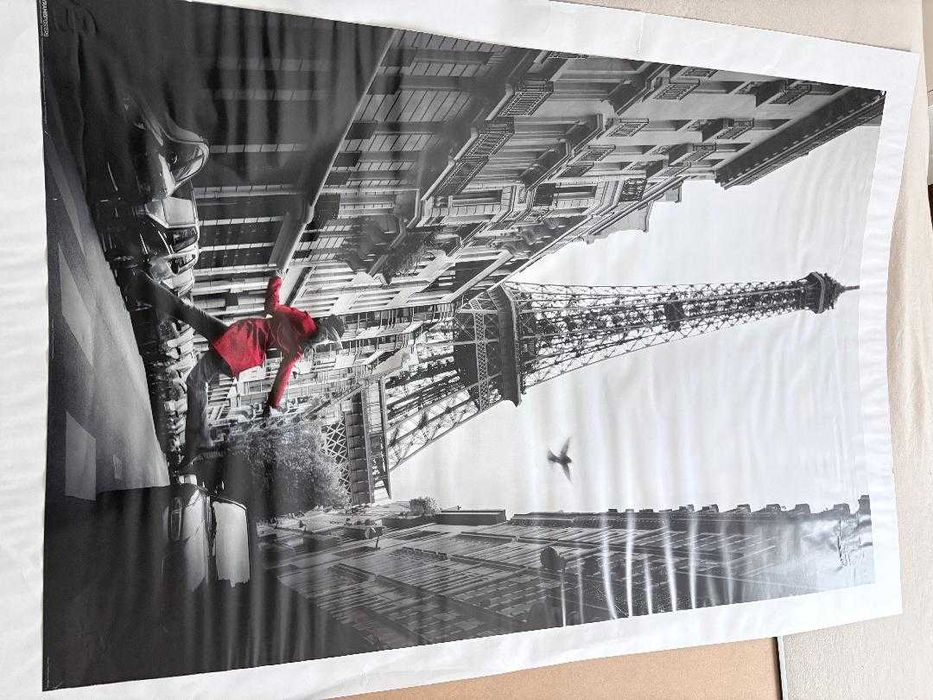 Quadro com 2 gravuras: Torre Eiffel e Einstein (102 x 72 cm)