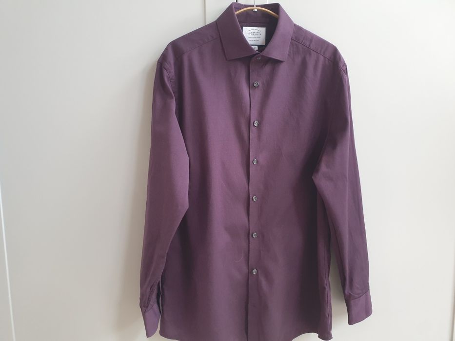 Fioletowa śliwkowa koszula marki premium  M L kołnierzyk 41 Charles Tyrwhitt