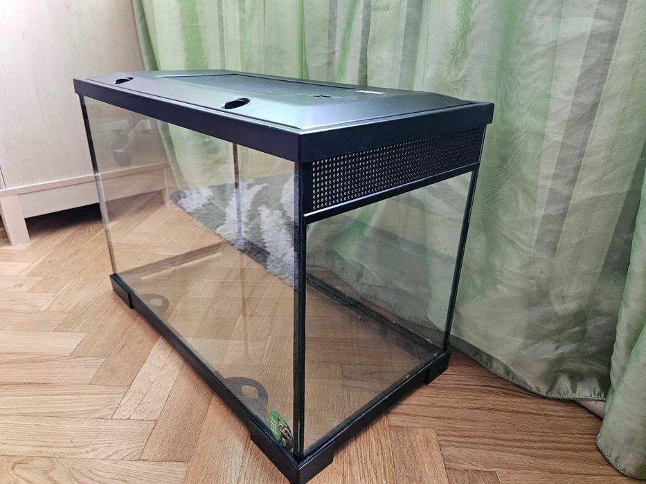 Скляний тераріум 60х40х32 см + Скеля-грот + 2 Поїлки