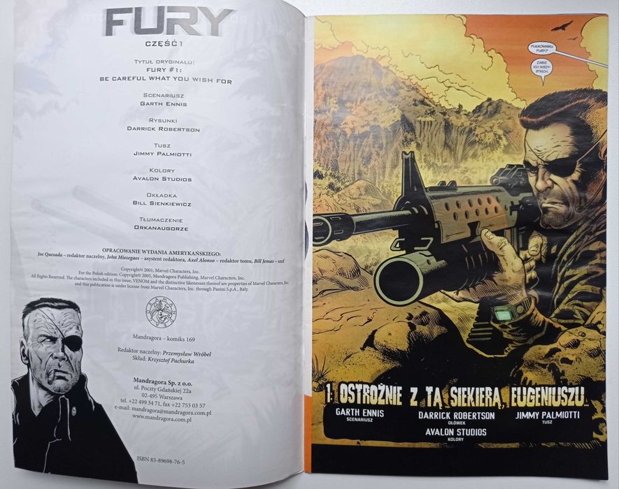 Nick Fury agent SHIELD Steranko Mandragora Ennis Sienkiewicz Marvel