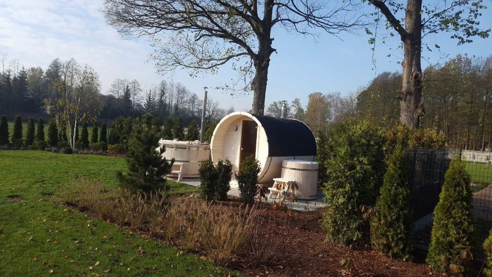 Sauna Beczka Gorąca Balia Sauna Ogrodowa Typu Premium Wyposażona