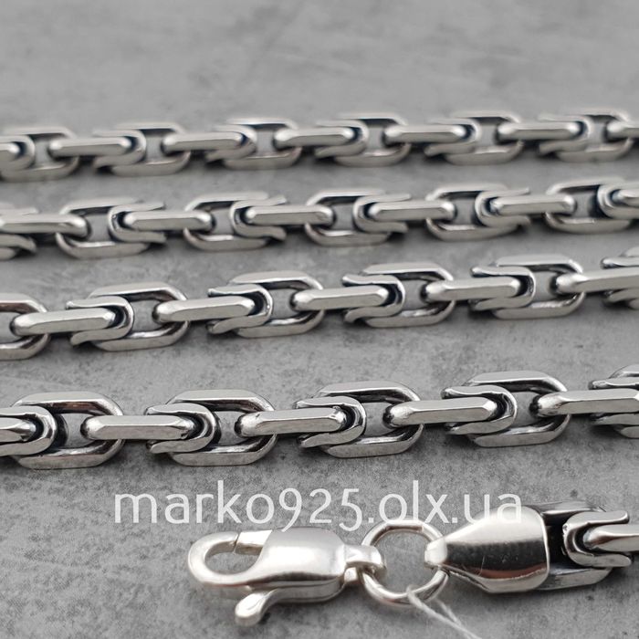 Товстий срібний ланцюжок якір гранений. Чоловіча масивна цепочка Біт