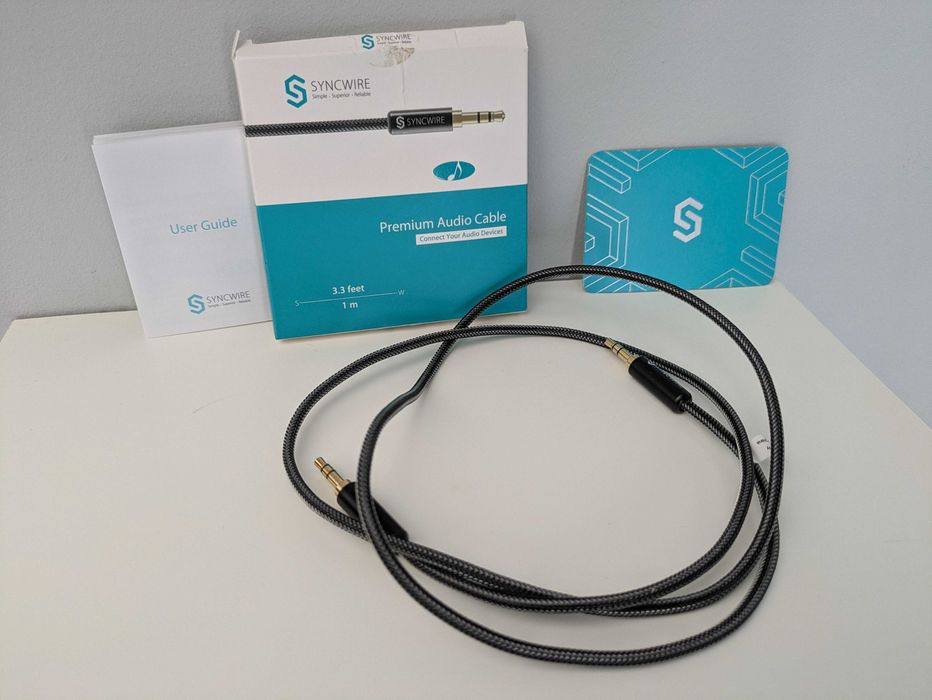 Cabo de áudio Jack de 3.5mm macho, nylon entrançado, 1 metro