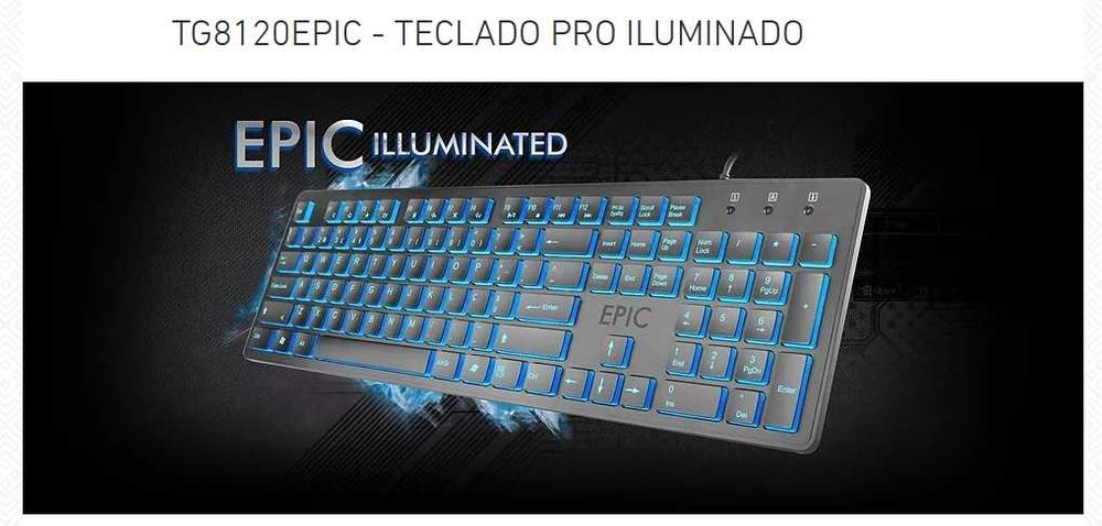 Teclado slim USB - retro iluminação azul - MK Plus