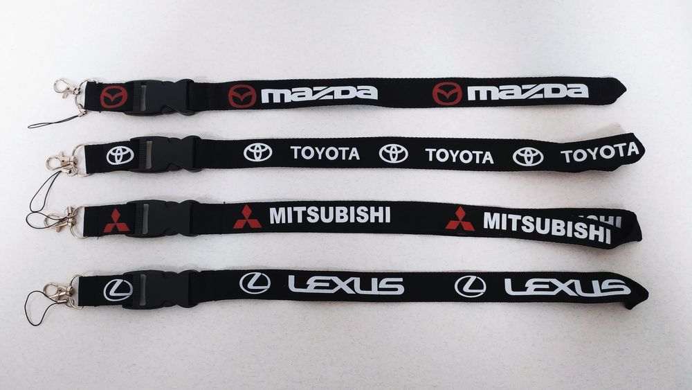 Шнурок на шею для ключей с карабином и логотипом разных моделей авто