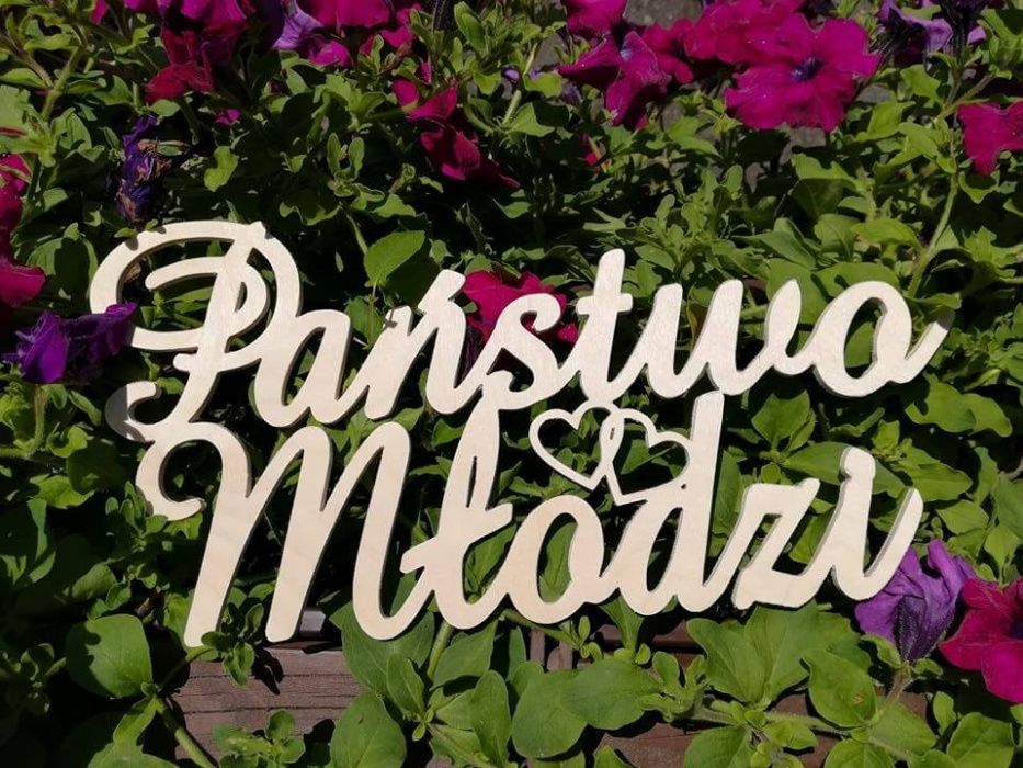 Napis Państwo Młodzi - Drewniana dekoracja wesela, rustykalne wesele!