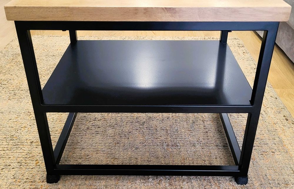 Stolik kawowy w stylu LOFT z blatem z litego drewna dębowego