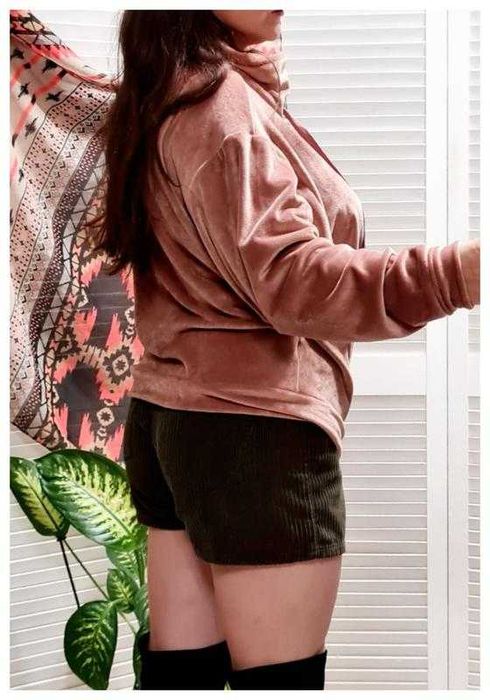 Бархатная олимпийка на молнии кофта с широким рукавом Next