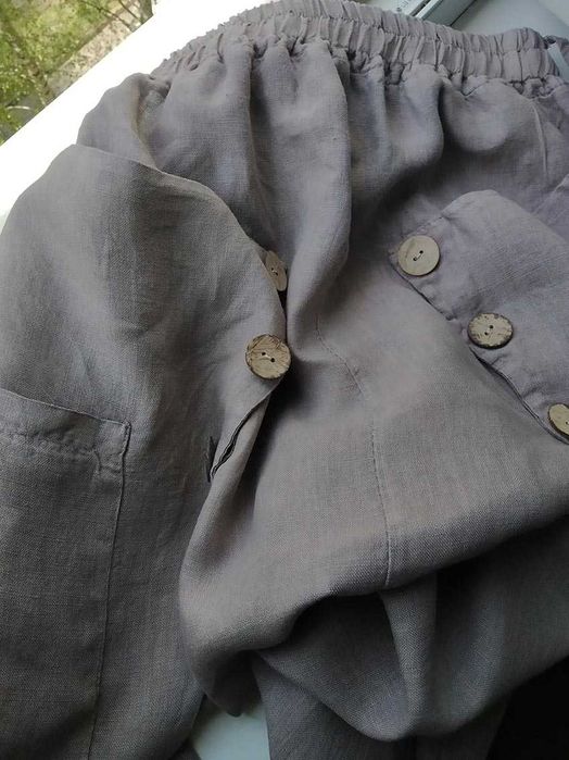 Бохо брюки штаны  льон one size лляні