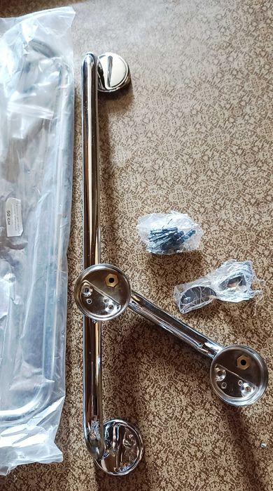 Поручень-ручка прямой хромированный, влагостойкий 50 см, 20 см