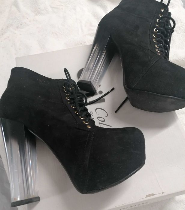 Sapato bota , salto acrílico, 37, "Seaside", pouco uso, por 7€