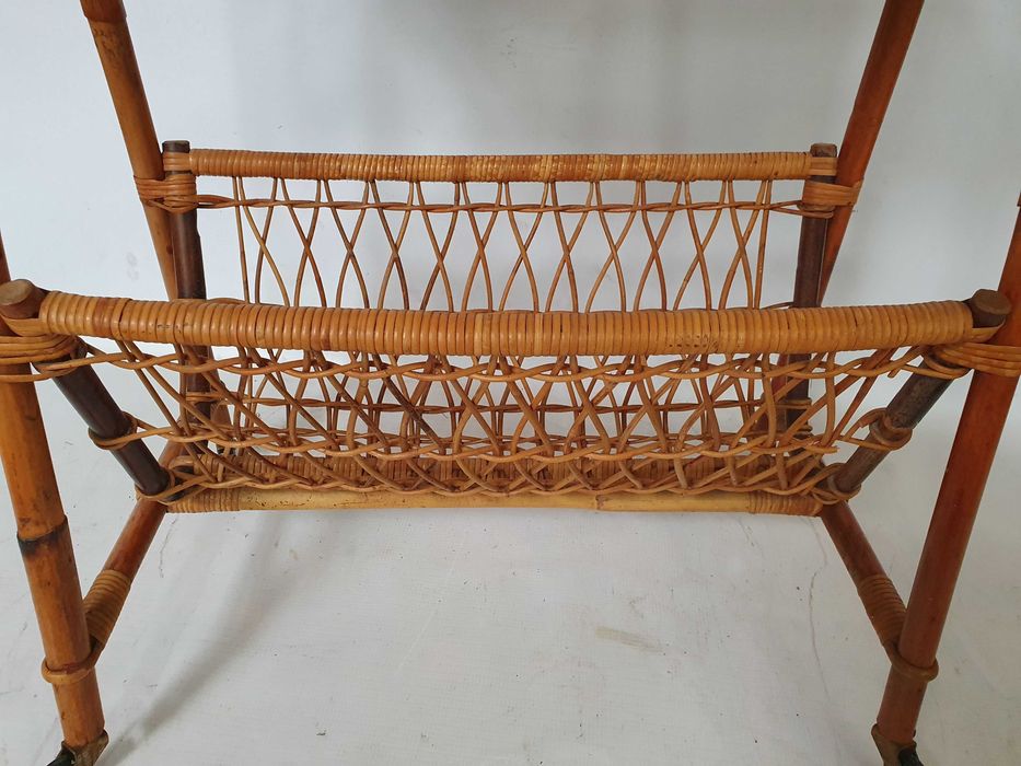 gazetnik kosz bambusowy vintage masywny rattanowy