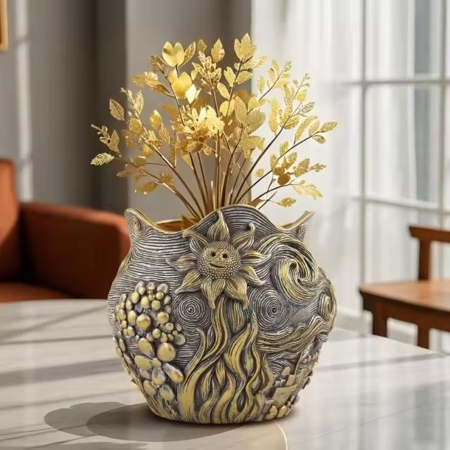 Vasos resina pintado á mão