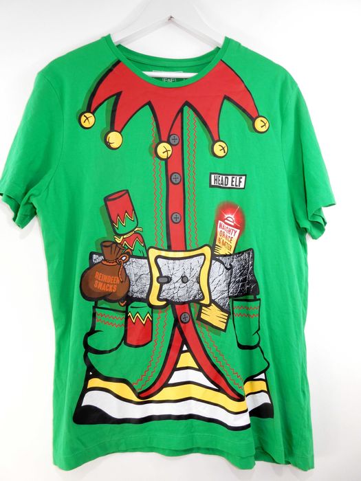 T-shirt zielony świąteczny święta Mikołaj pomocnik Elf bawełna F&F L