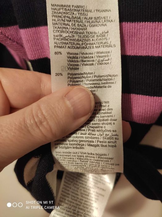 NOWY granatowy sweter nietoperzowy w paski z wiskozy rękawy ¾ Orsay S
