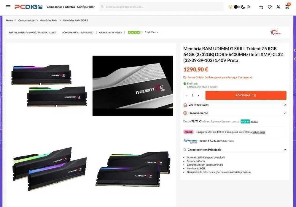 G.SKILL Trident Z5 RGB 64GB (2x32GB) DDR5-6400MHz