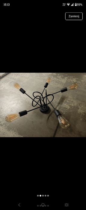 Czarna lampa sufitowa 5-punktowa loft + 5 żarówek Led E27
