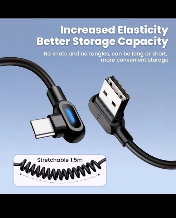 Kabel USB C 6A spiralny