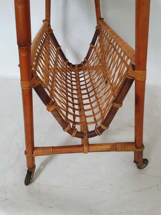 gazetnik kosz bambusowy vintage masywny rattanowy