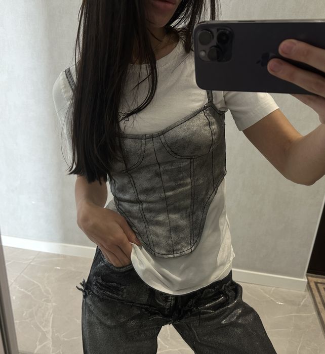 Стильный топ корсет с металл напылением