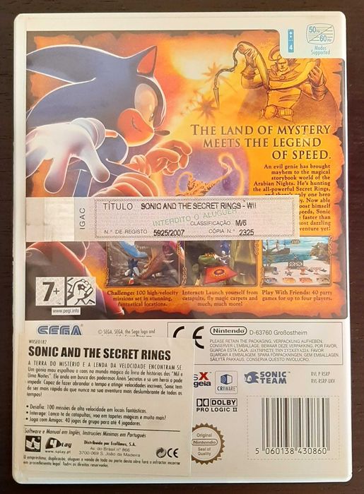 Wii JOGO - Sonic and the Secret Rings