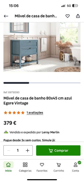 Movel casa banho Novo C/ Tampo + Espelho