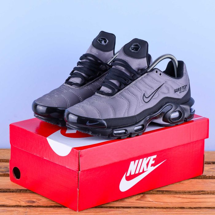 (2190) Термо Зимові Чоловічі Кросівки Nike Air Max TN сірі з чорним