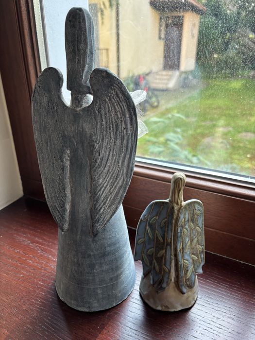 Anioły ceramiczne blekitne 2 sztuki