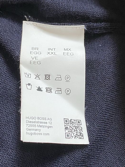 Чоловічий джемпер світшот Hugo Boss із тонкої мериносової вовни (100% Virgin Wool), темно-синій, XXL