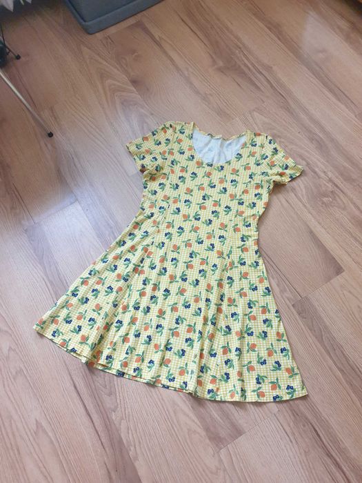 Bawełniana sukienka pin up vintage owoce fruits lato summer