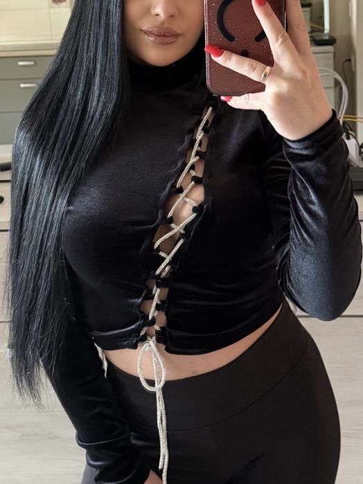 Топ бархат з камінням