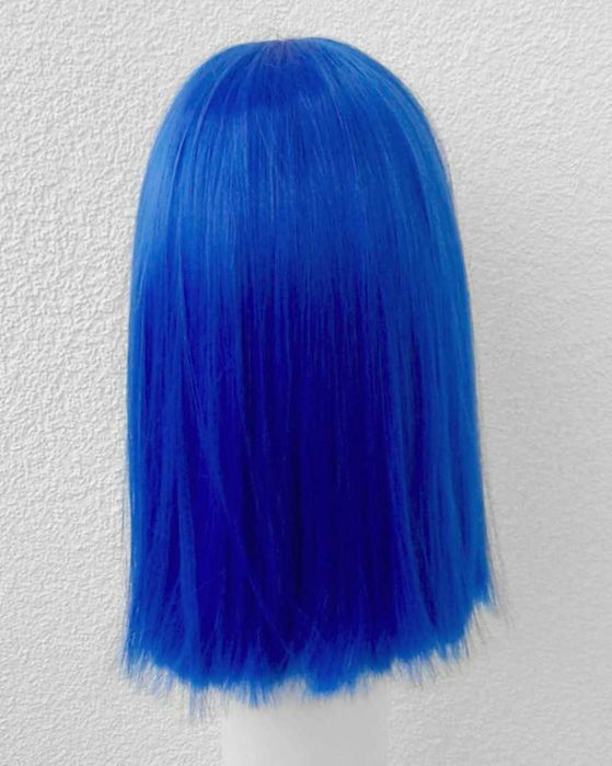 Niebieska Chabrowa prosta peruka z grzywką cosplay wig