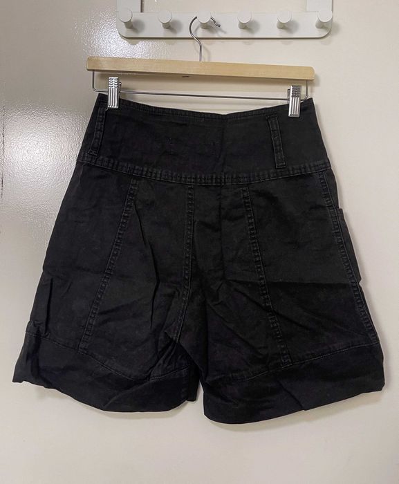 Shorts calções ganga pretos cintura subida, com botões dourados, 42