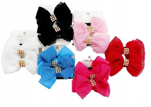 Gumki 2 sztuki zestaw kokardki z cekinami, różne kolory