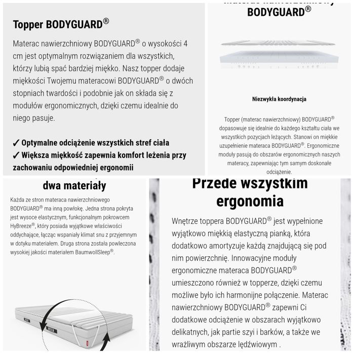 Materac nawierzchniowy/ topper bett1