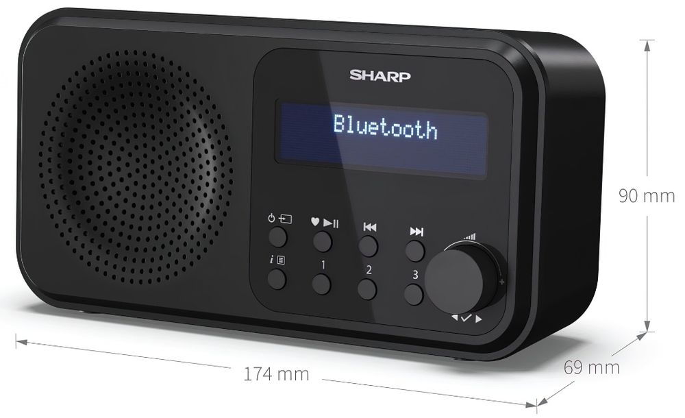 outlet radio sieciowo-bateryjne bluetooth dab+ fm sharp dr-p420 czarny