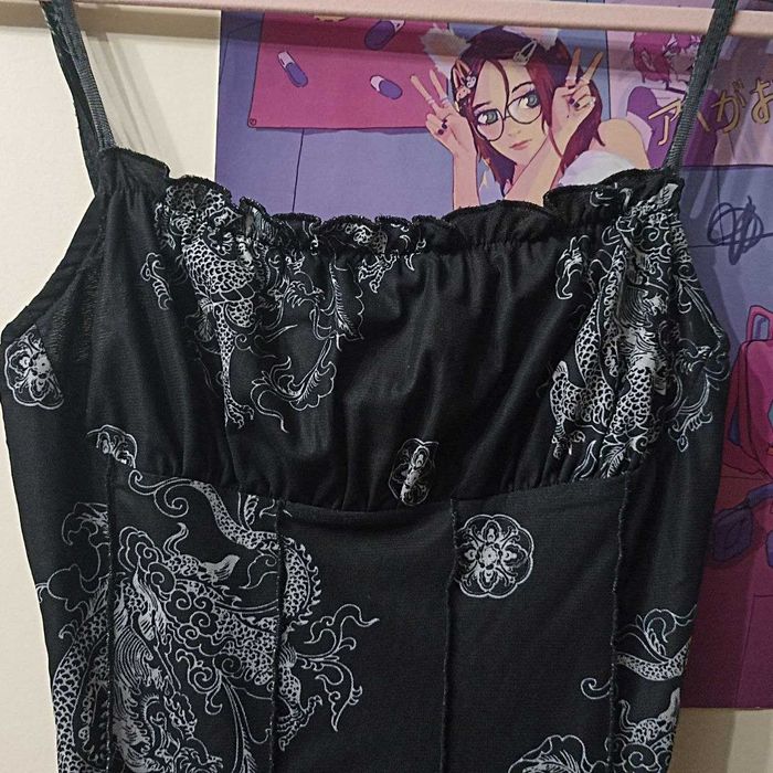 Готична сукня з драконами в стилі печворк Shein y2k