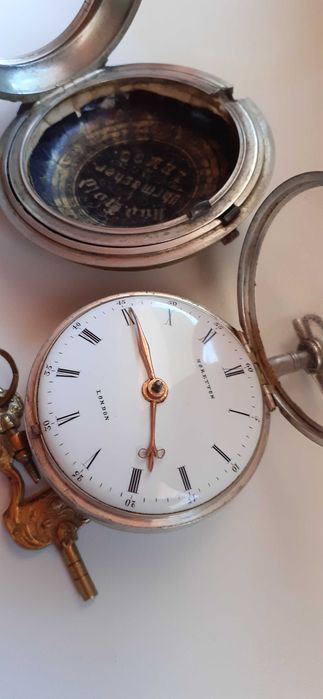 Zegarek kieszonkowy-dewizka srebro MORETTON LONDON ok. 1700 r.