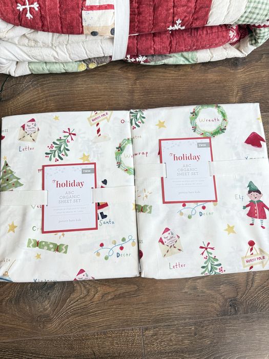 2 Нових комплекти постільної білизни Pottery Barn Kids (Twin) Різдво