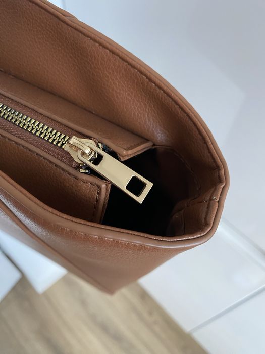 Torba na ramię, szoperka, pojemna, brązowa