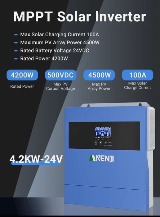 Сонячний інвертор гібридний потужністю 4000 Вт,