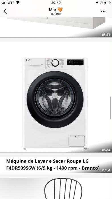 Maquina de lavar roupa e secadora LG