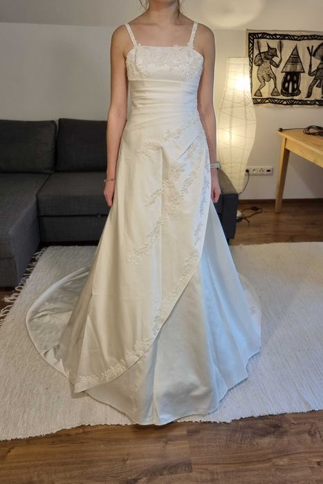 Suknia ślubna ecru 36 38 dla wysokiej