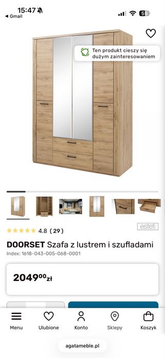 Szafa z lustrem i szufladami