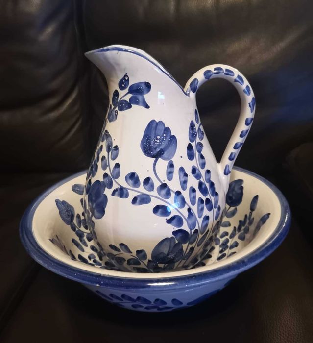 Jarro e bacia Cerâmica Leite