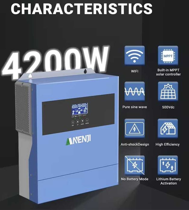 В НАЛИЧИИ Инвертор ANENJI 4200W 24V Powmr Anern Easun B2A8S20P + WI-FI