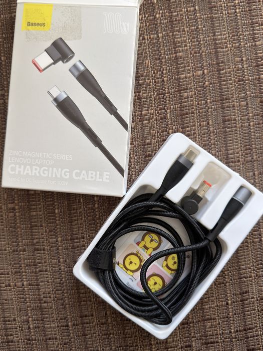 Кабель USB Baseus Zinc Magnetic Lenovo Laptop Type-C to DC Square Port 100W 2м Black
