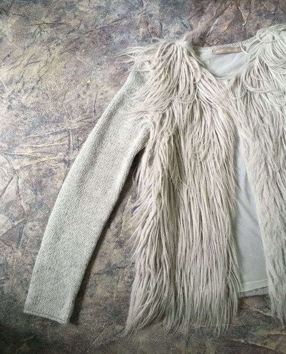 Милая приятная меховушка, кофта с эко мехом, эффектная теплая кофта от