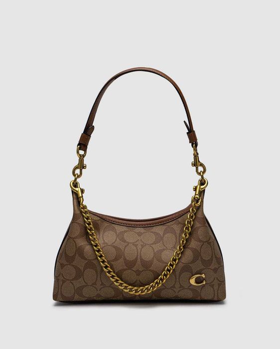 Coach Juliet Shoulder Bag Leather IIn Signature Canvas Beige